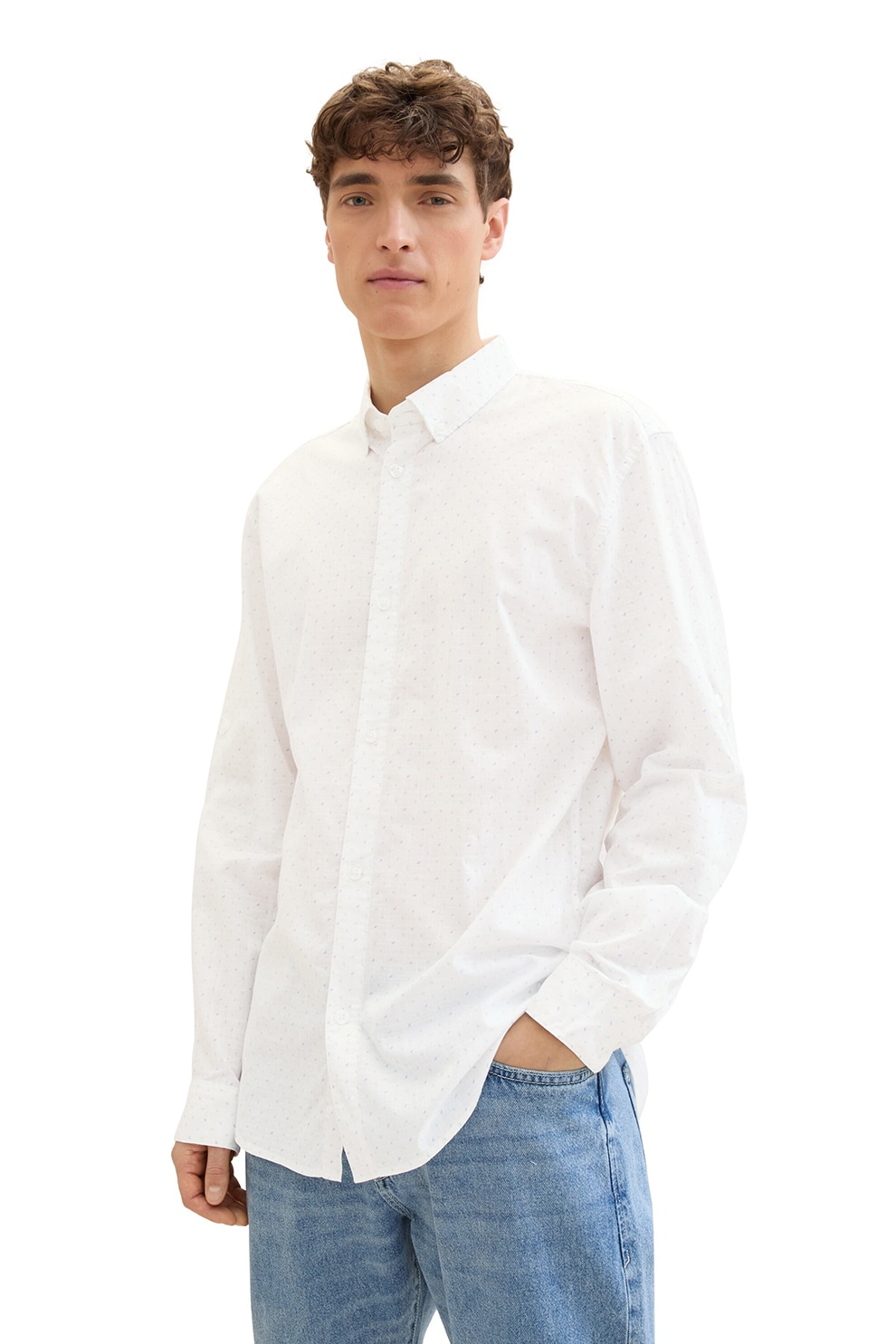 Tom Tailor, Camasa regular fit de bumbac, Bej deschis, M