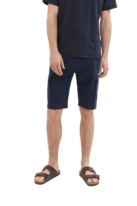 Tom Tailor, Pantaloni scurti cargo din amestec de bumbac, Bleumarin, S