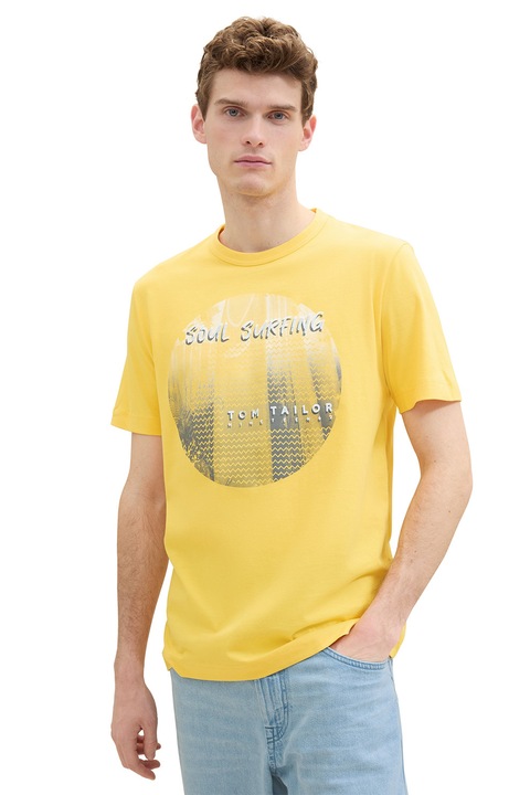 Tom Tailor, Памучна тениска с принт, Жълт