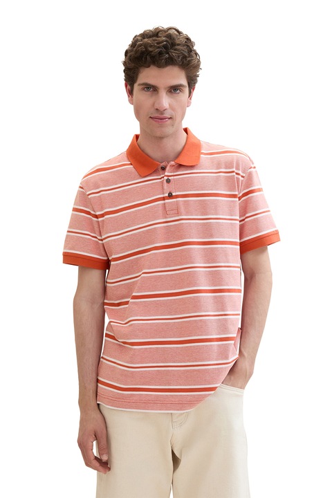 Tom Tailor, Tricou polo cu dungi, Portocaliu
