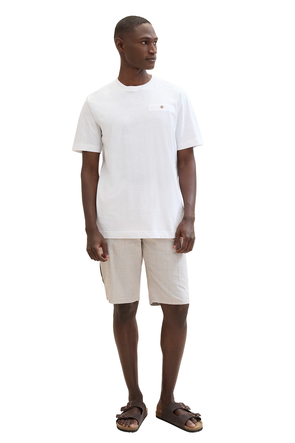 Tom Tailor, Pantaloni scurti cargo regular fit din amestec de in, Alb, Bej deschis, 33