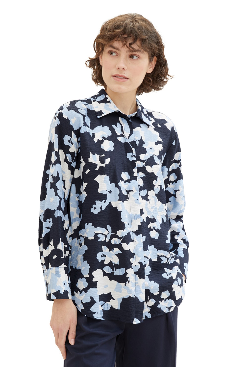 Tom Tailor, Camasa cu model floral, Bleumarin, 36