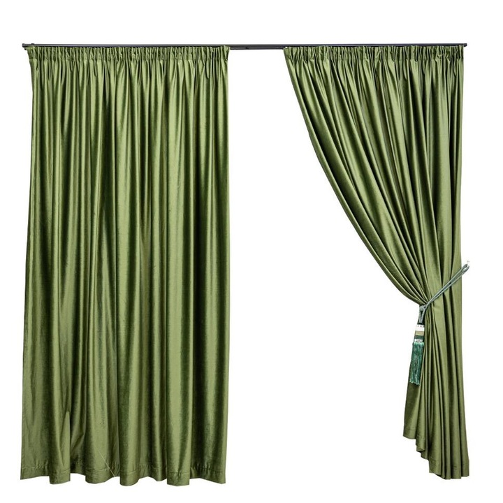 2db függöny szett, 140x245cm, Velvet 285gr/m2, zöld