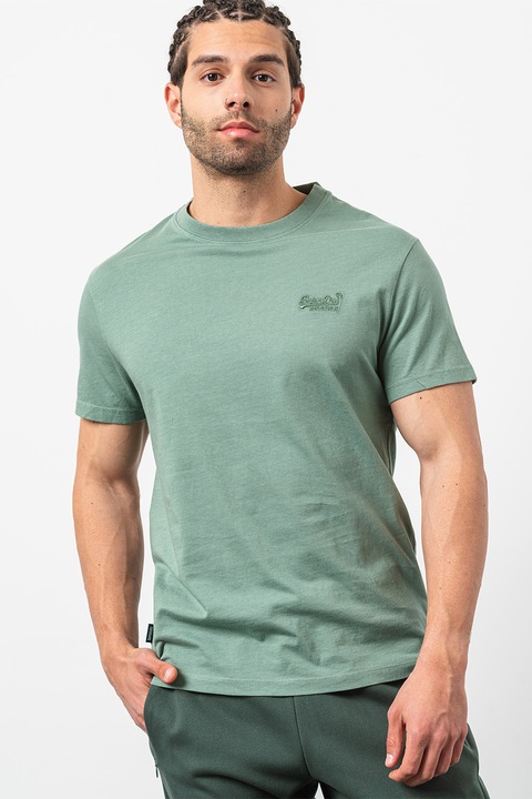 Superdry & Co, Tricou cu detaliu logo brodat Essential, Verde pal