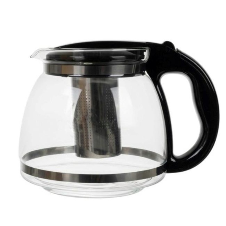 Ceainic cu infuzor de sticla CLASStitude, recipient pentru ceai / cafea, cu maner si capac, termorezistent, capacitate 2 l, 16 x 15 x 22 cm, Transparent