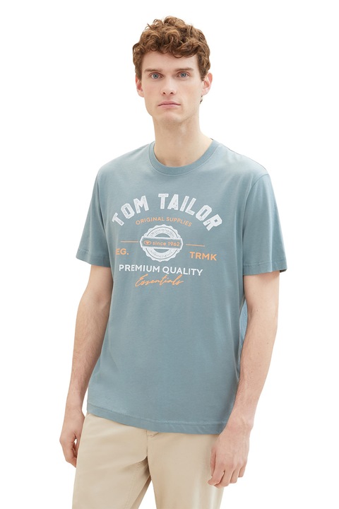 Tom Tailor, Памучна тениска с лого, Пепеляво сиво