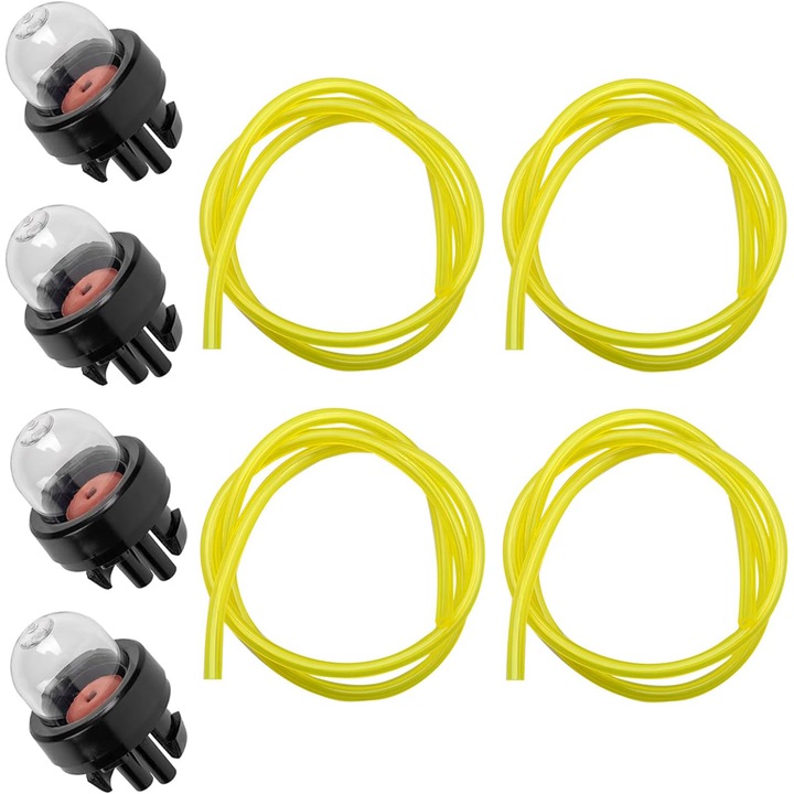 4-es készlet Sárga szilikoncső üzemanyag-fűnyíróhoz, 4-es készlet feltöltőszivattyú tömlővel, JENUOS®