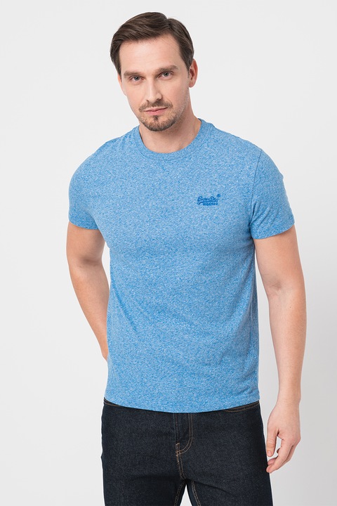 Superdry & Co, Памучна слим тениска Essential, Син меланж, M