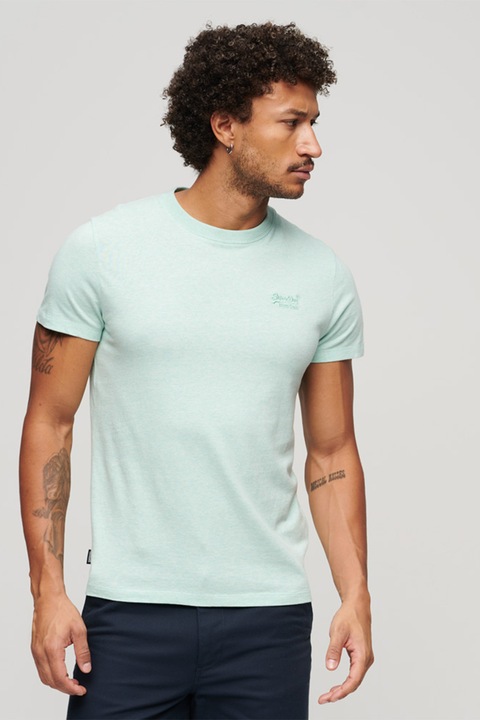 Superdry & Co, Tricou slim fit din bumbac Essential, Verde veronesse, L