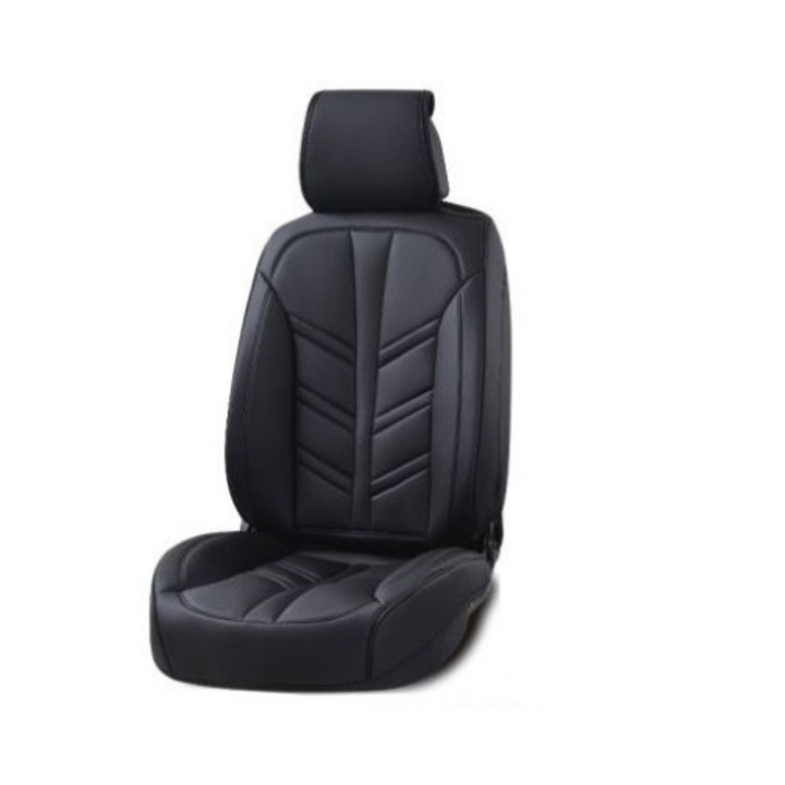 Комплект универсални калъфи за автомобилни седалки черна екологична кожа предно-задно 12 бр