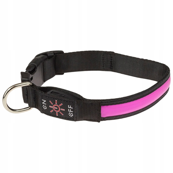 Kutya nyakörv, Fényes LED W USB-n keresztül újratölthető, Xl 48-60Cm, fekete/rózsaszín