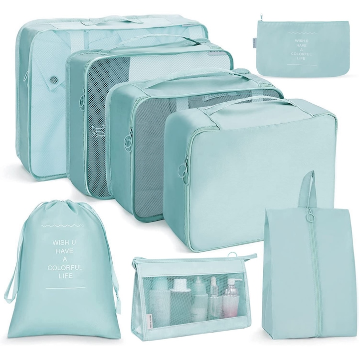 Комплект от 8 чанти органайзер за багаж, водоустойчиви, сини