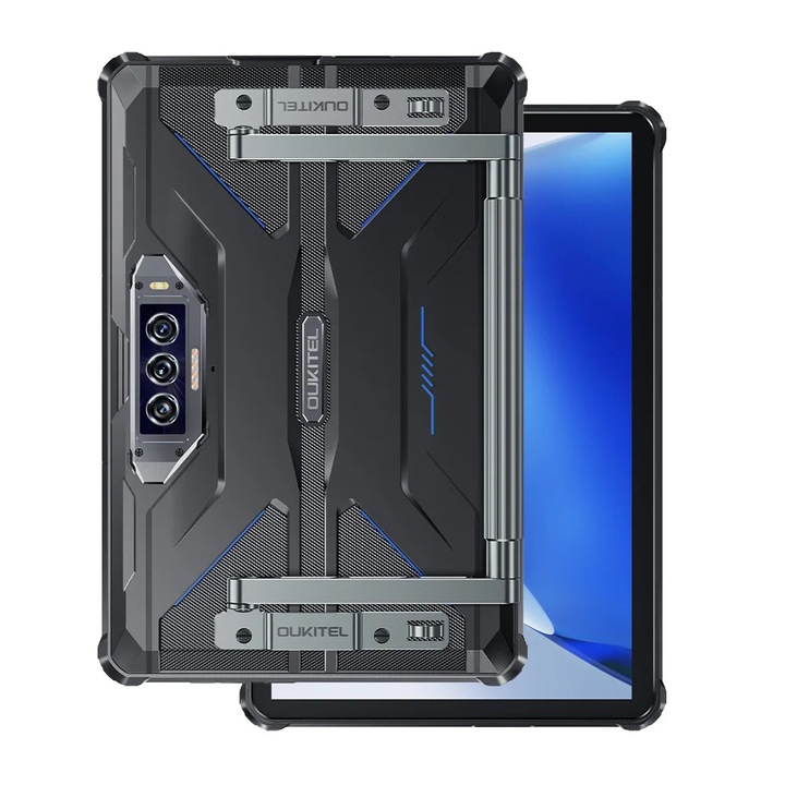 Tableta rezistenta Oukitel RT7 TITAN 5G 10 inch, baterie 32000 mAh, sistem Android 13, 12 GB RAM, 256 GB stocare, IP68, IP69K, Camera cu vedere nocturna 48 MP+20 MP, Dimensiune 720, Albastru