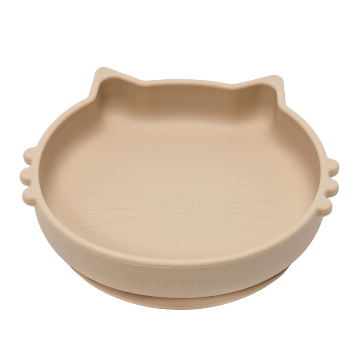 Силиконова купа с вендуза, AppeKids, Kitty II - Bubble Beige