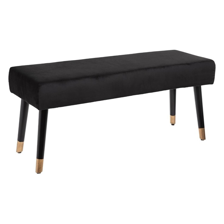 Bancheta neagra, catifea matlasata, picioare din lemn, Salome