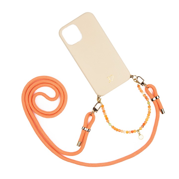 Husa telefon cu lant, Jlove, Compatibil cu iPhone 13 Pro, Portocaliu