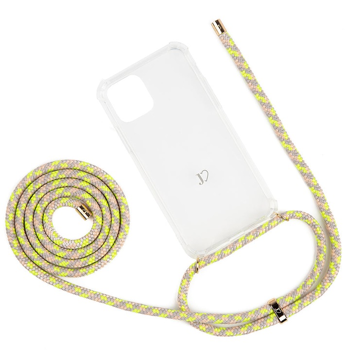 Husa telefon cu lant, Jlove, Compatibil cu iPhone 13 Mini, Transparent/Multicolor