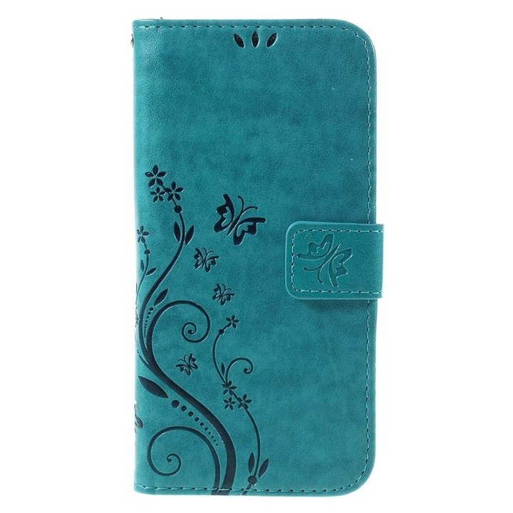 Husa flip pentru Samsung Galaxy S7 Edge, XGSM, Piele sintetica, Albastru