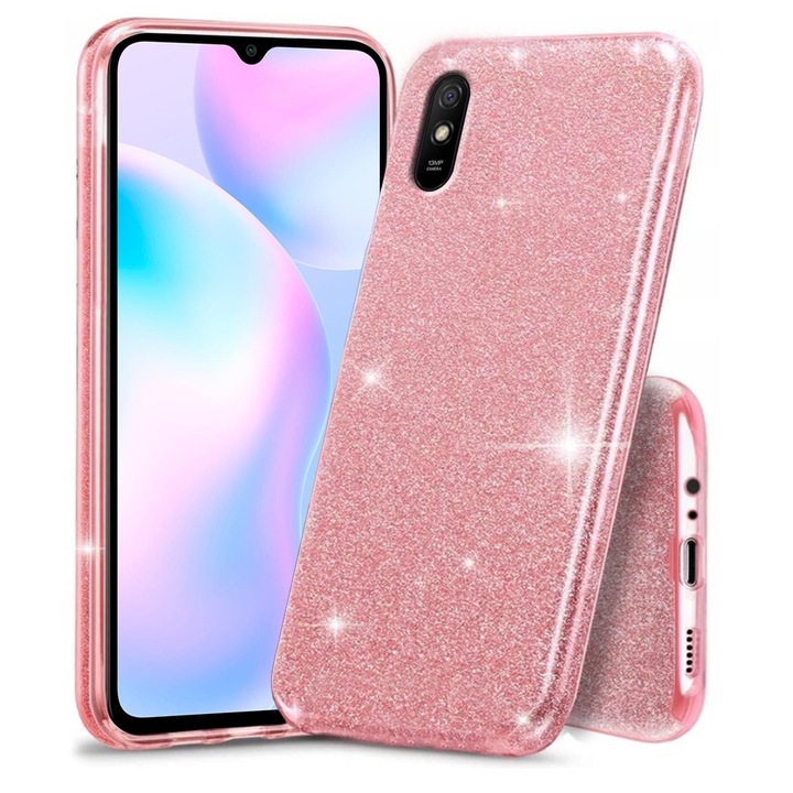 Husa telefon, ERBORD, TPU, Compatibila cu Xiaomi Redmi 9A, Roz stralucitor