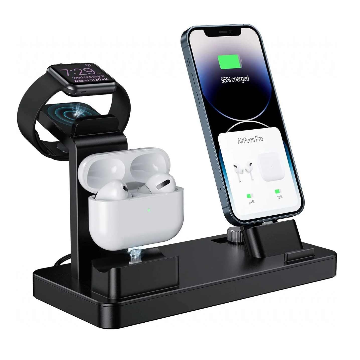 Viglt 3-в-1 зарядна станция за AirPods/Apple Watch/iPhone, USB Type C ...