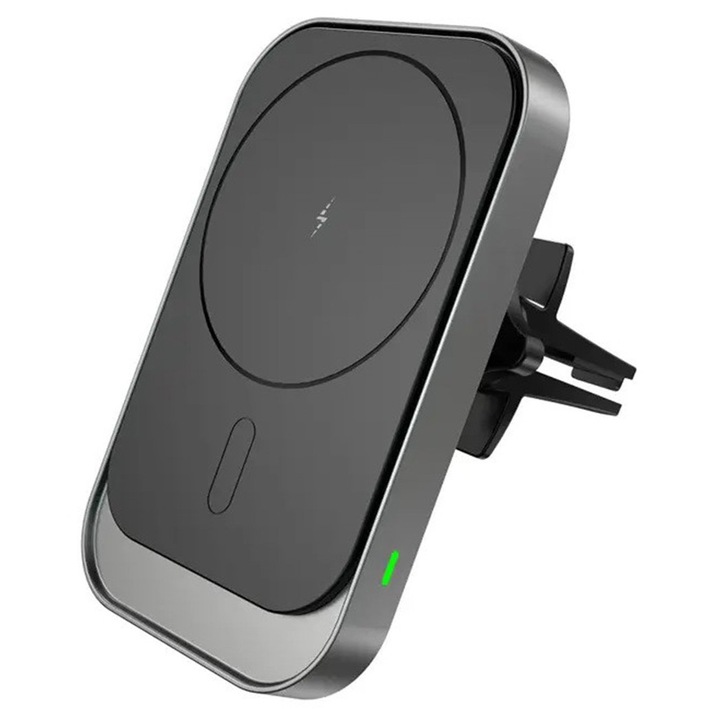 Autós tartó vezeték nélküli töltéssel MagSafe 15W Qi Gyorstöltés kompatibilis iPhone 15/14/13/13Pro/12/12 Mini/12Pro/12ProMax, Joyon®, fekete