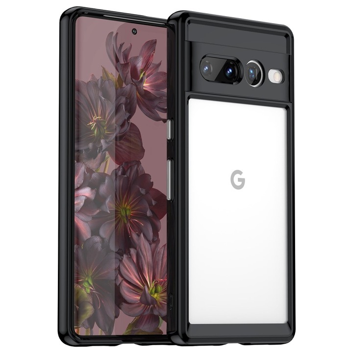 Husa telefon, XGSM, Compatibil cu Google Pixel 7 Pro 5G, policarbonat, Transparent/Negru