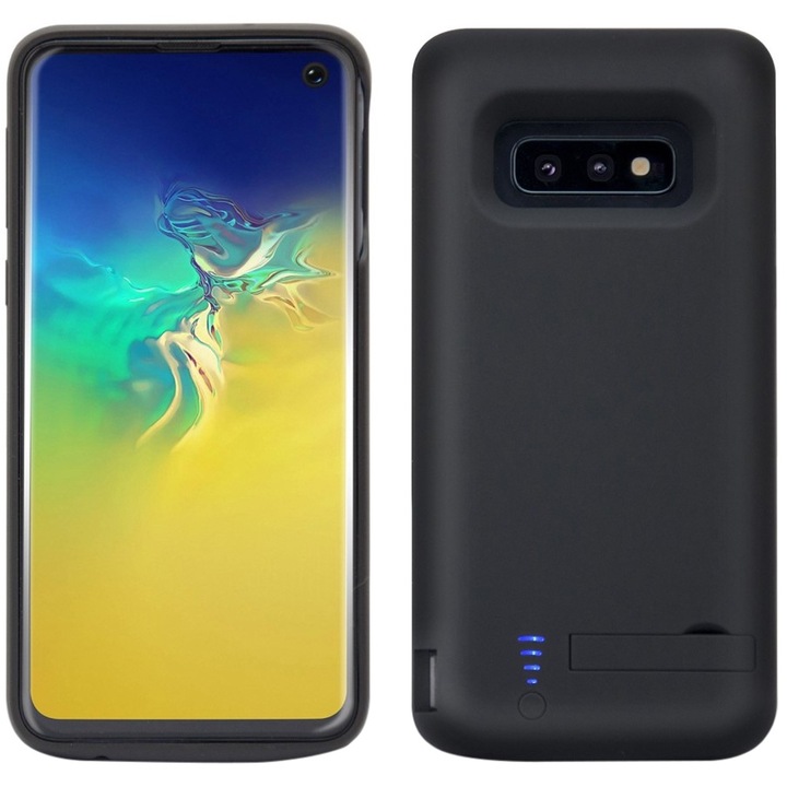 Husa telefon cu baterie 5000mAh, XGSM, cu suport, protectie suplimentara, pentru Samsung Galaxy S10e