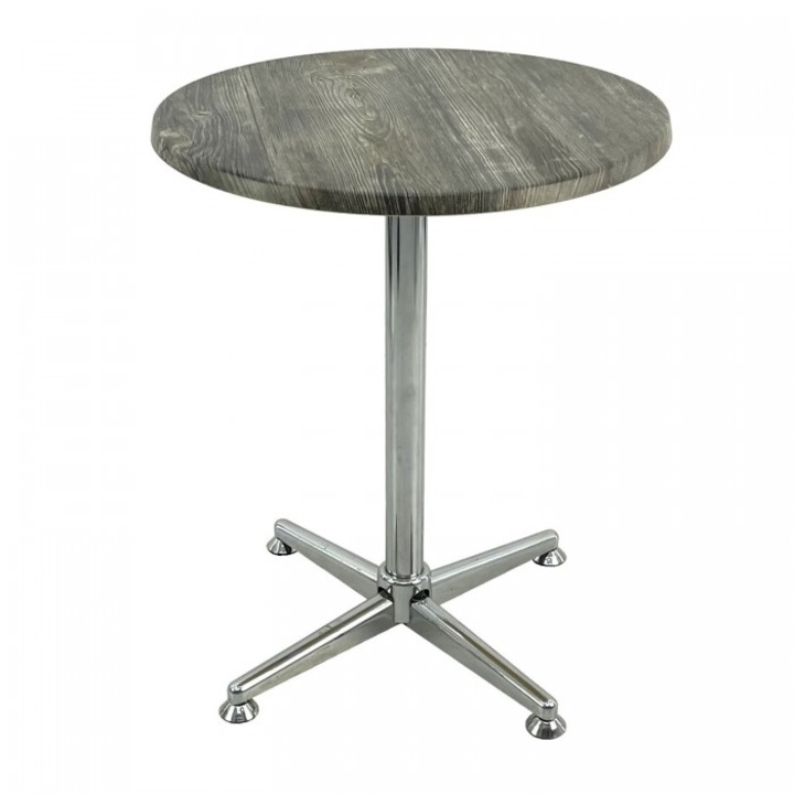 Masa bar, bistro rotunda 60cm Raki Olp Pine blat werzalit si picior cromat