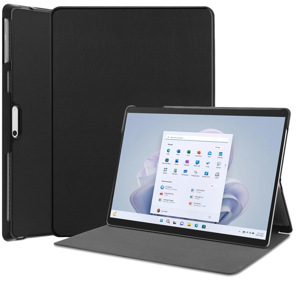 Husa tableta, XGSM, Compatibila cu Microsoft Surface Pro 9, piele ecologica/silicon, Negru