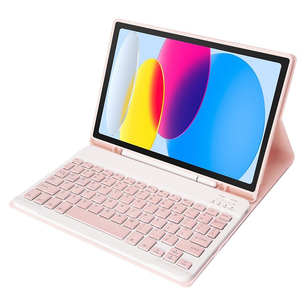 Hus tableta, XGSM, Compatibila cu Apple iPad 10.9 2022 10 Gen, Tastatura inclusa, Roz/Alb