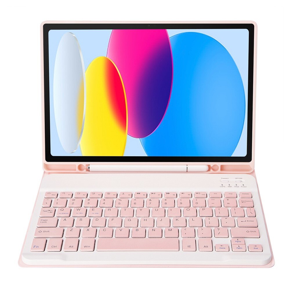 Hus tableta, XGSM, Compatibila cu Apple iPad 10.9 2022 10 Gen, Tastatura inclusa, Roz/Alb