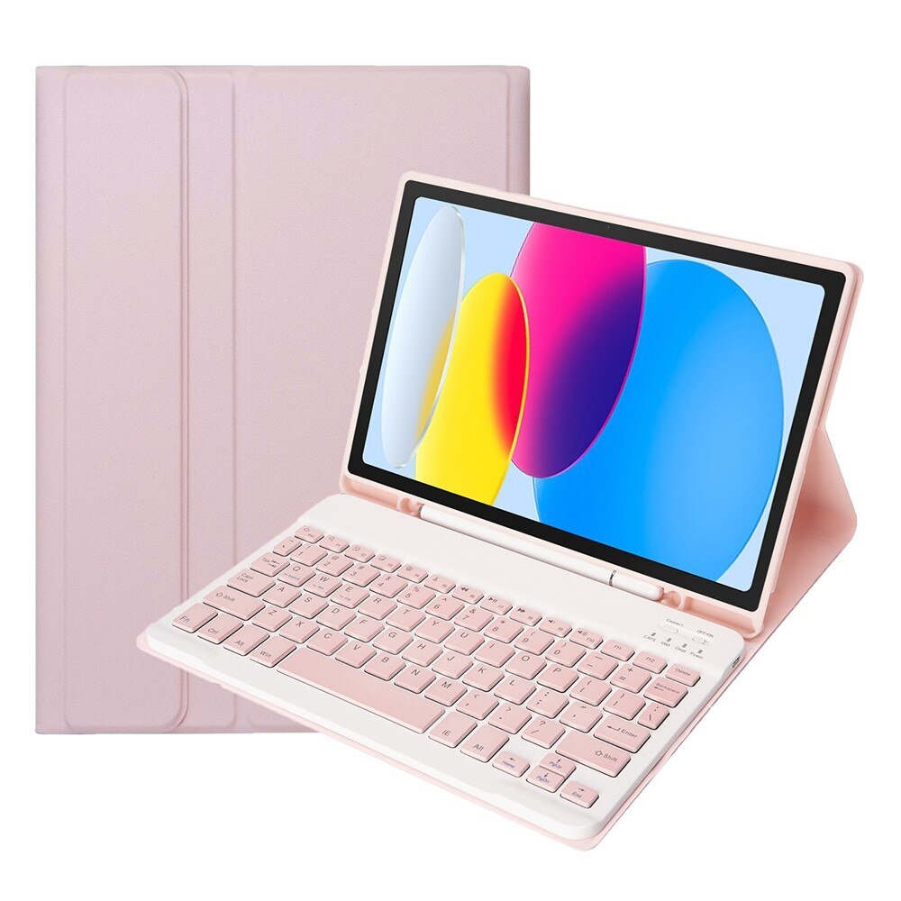 Hus tableta, XGSM, Compatibila cu Apple iPad 10.9 2022 10 Gen, Tastatura inclusa, Roz/Alb
