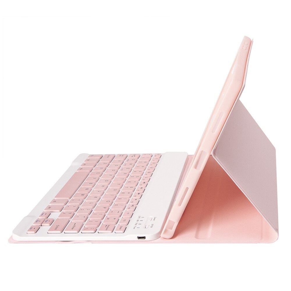 Hus tableta, XGSM, Compatibila cu Apple iPad 10.9 2022 10 Gen, Tastatura inclusa, Roz/Alb