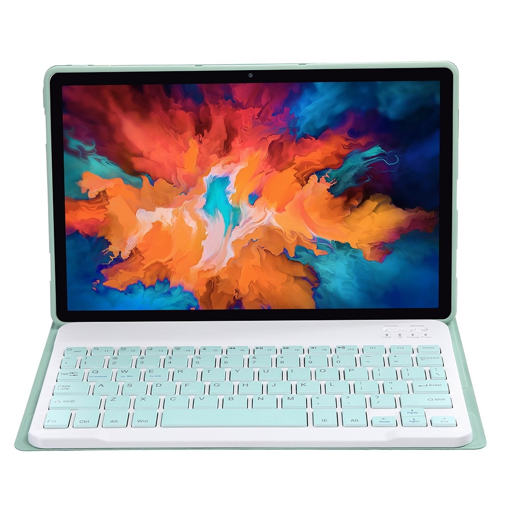 Husa tableta cu tastatura, XGSM, Pentru Lenovo Tab P11 J606F / P11 5G J607Z, Piele ecologica/Plastic, Verde/Alb