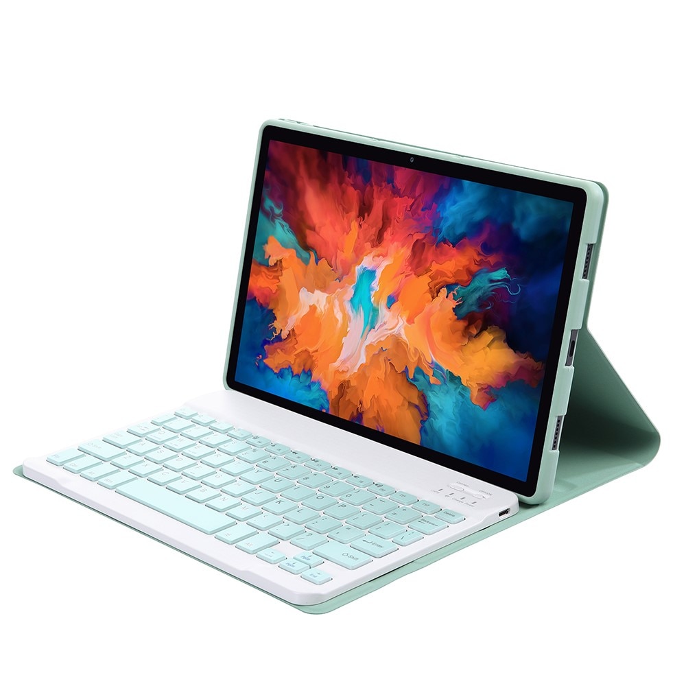 Husa tableta cu tastatura, XGSM, Pentru Lenovo Tab P11 J606F / P11 5G J607Z, Piele ecologica/Plastic, Verde/Alb