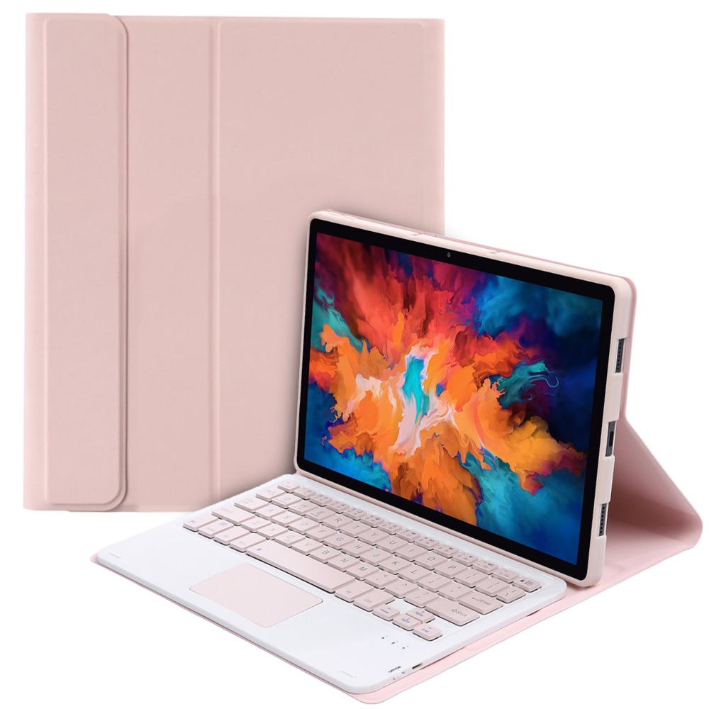 Husa cu tastatura pentru Lenovo Tab P11 J606F / Tab P11 5G, XGSM, Piele ecologica, Roz