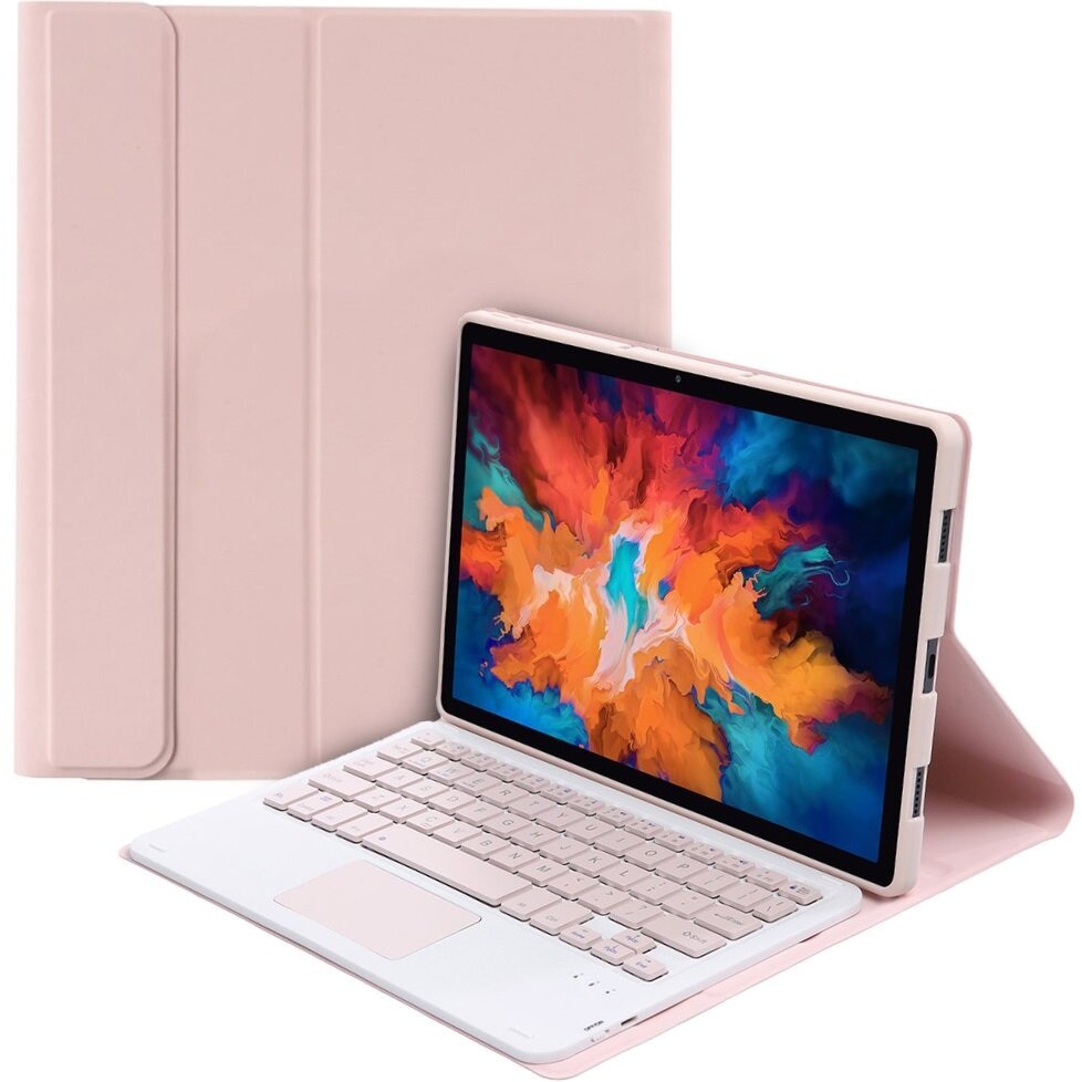 Husa cu tastatura pentru Lenovo Tab P11 J606F / Tab P11 5G, XGSM, Piele ecologica, Roz