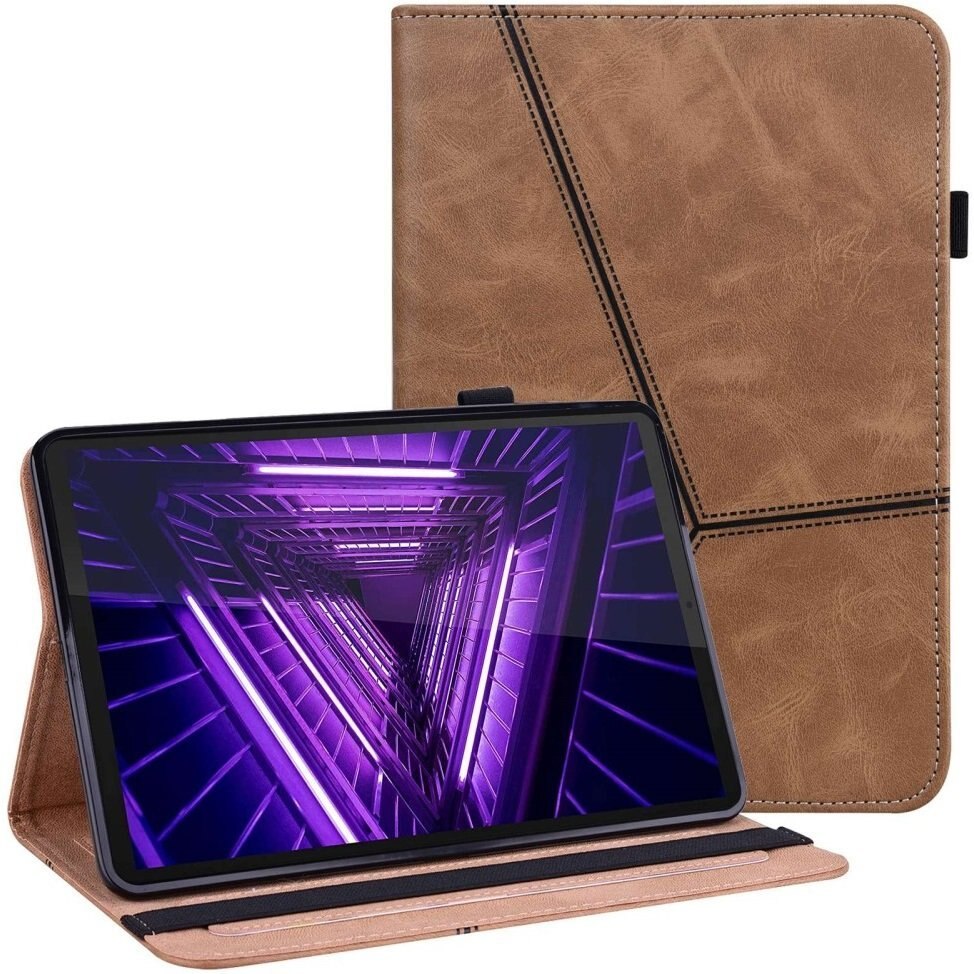Husa tableta, XGSM, etui cu clapa, functie stand, loc pentru stilou, maro, pentru Lenovo Tab M10 Plus 10.6 Gen 3