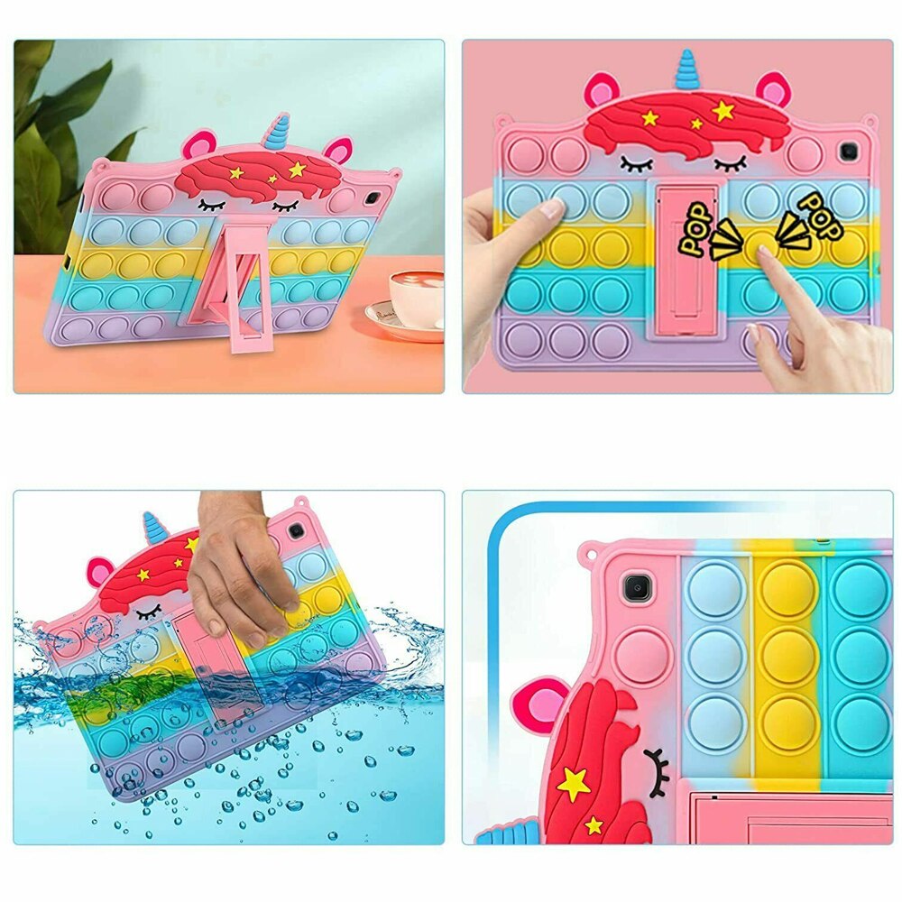Husa tableta cu suport si curea, XGSM, Compatibil cu Samsung Galaxy Tab S6 Lite 10.4 P610/P615, Push Bubble Pop It, Silicon, Multicolor