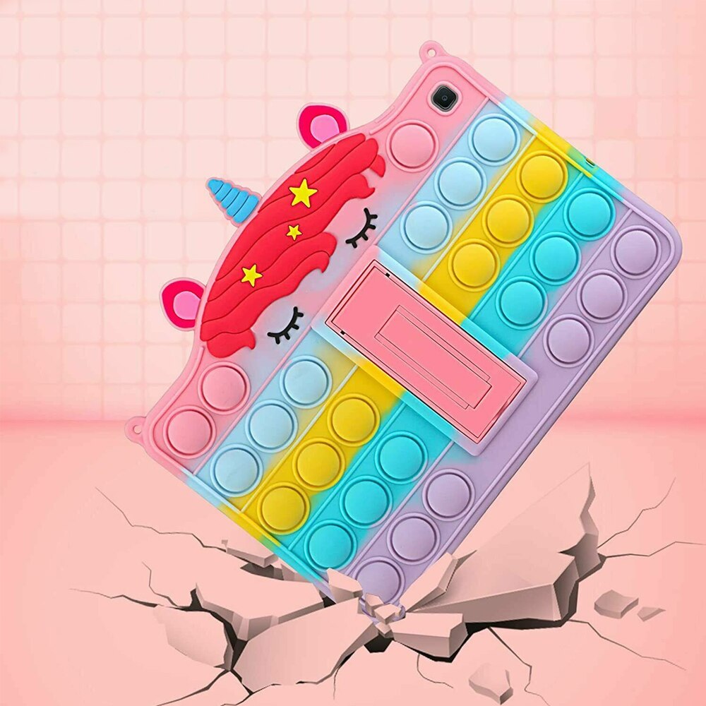 Husa tableta cu suport si curea, XGSM, Compatibil cu Samsung Galaxy Tab S6 Lite 10.4 P610/P615, Push Bubble Pop It, Silicon, Multicolor