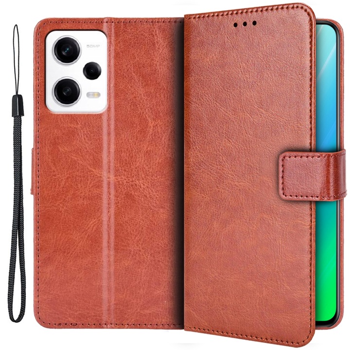 Husa flip pentru Xiaomi Redmi Note 12 5G / POCO X5 5G, XGSM, Maro