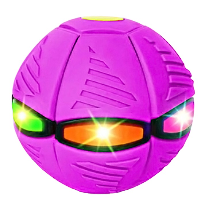 Jucarie Mingea Magica, Ufo FlyBall cu 6 LED-uri, tip Ozn pentru joaca in Familie, Mov