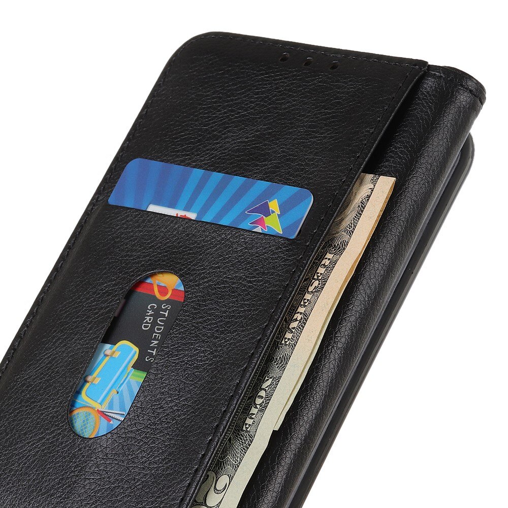 Husa cu clapeta pentru Google Pixel 10a, piele split, neagra, functie portofel si suport