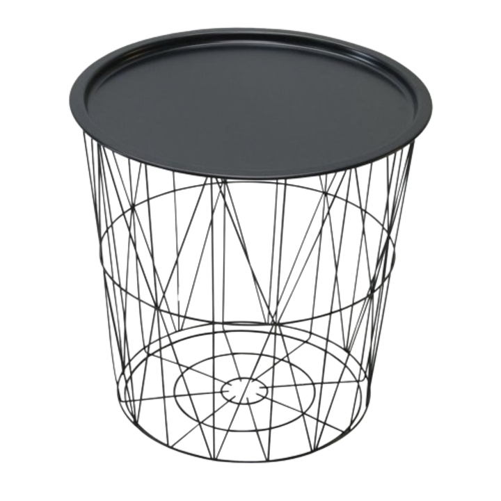 Masuta cafea din metal, rotunda, neagra, 45 x 45 x 45 cm