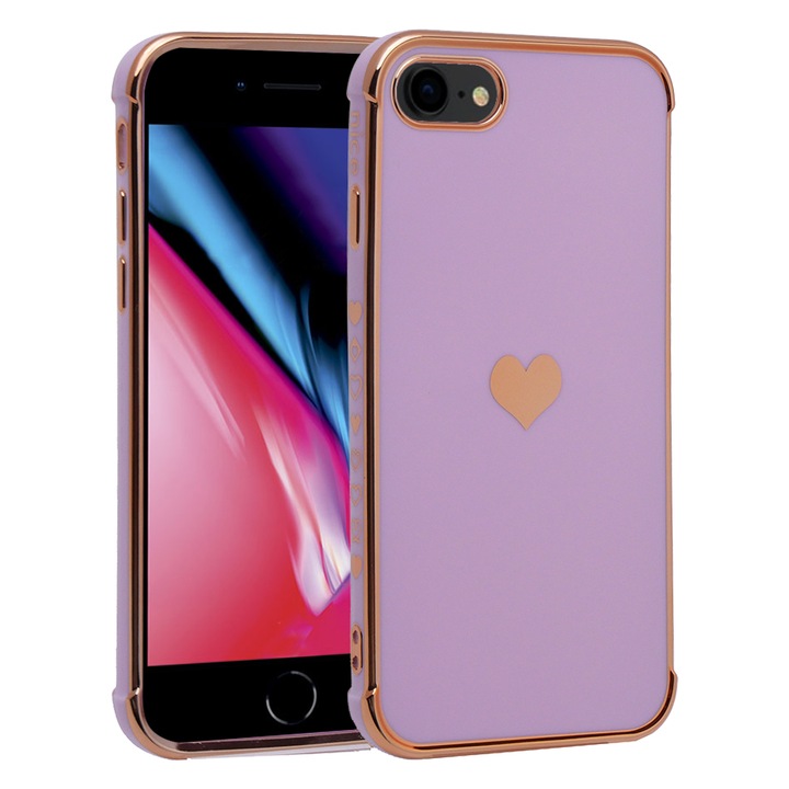 Husa pentru iPhone 7/8/SE 2020/SE 2022, XGSM, silicon, violet/auriu