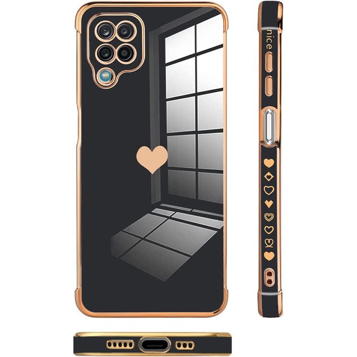 Husa pentru Samsung Galaxy A12 / M12 / A12 2021, XGSM, Electro Heart, Negru lucios