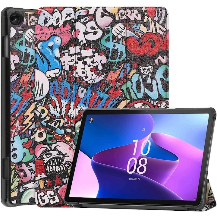 Husa pentru Lenovo Tab M10 Gen 3 TB-328FU / TB-328XU, Smartcase, graffiti, Multicolor