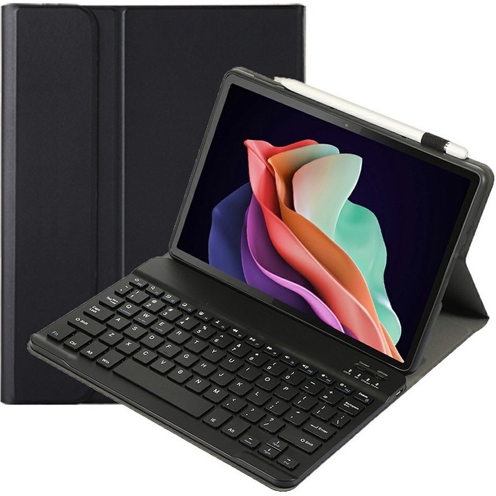 Husa cu tastatura pentru tableta, XGSM, Compatibil cu Lenovo Tab P11 Gen 2, Slot pstylus, Negru