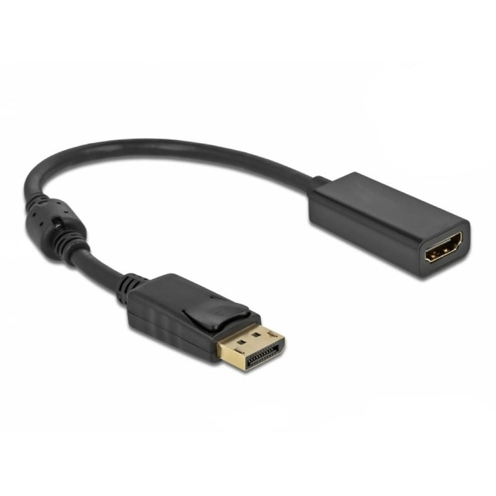 Cablu adaptor convertor HDMI mama la DisplayPort tata, 4K / Ultra HD, 30cm lungime, Negru