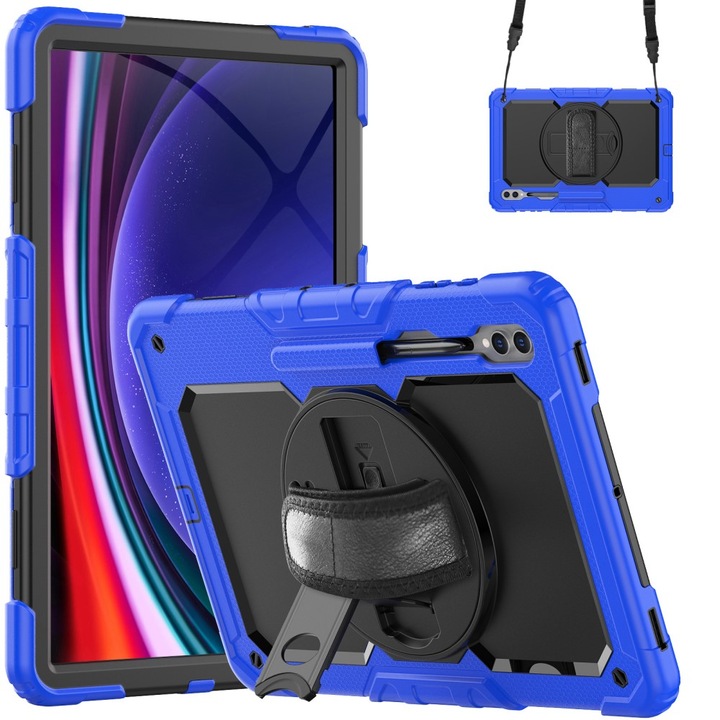 Защитен калъф за Samsung Galaxy Tab S9 Ultra, XGSM, Поликарбонат, Син/Черен